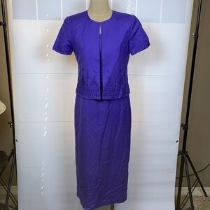 Jessica Howard two piece lined linen/rayon dress and jacket, Size 6